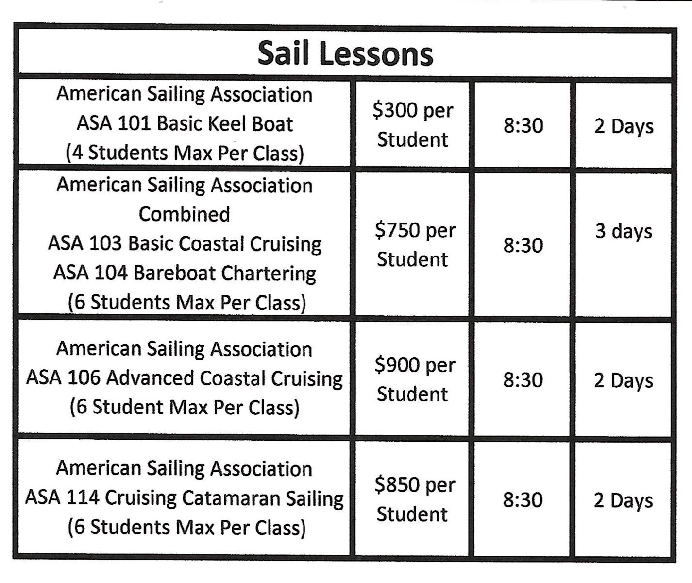 Sail Lessons